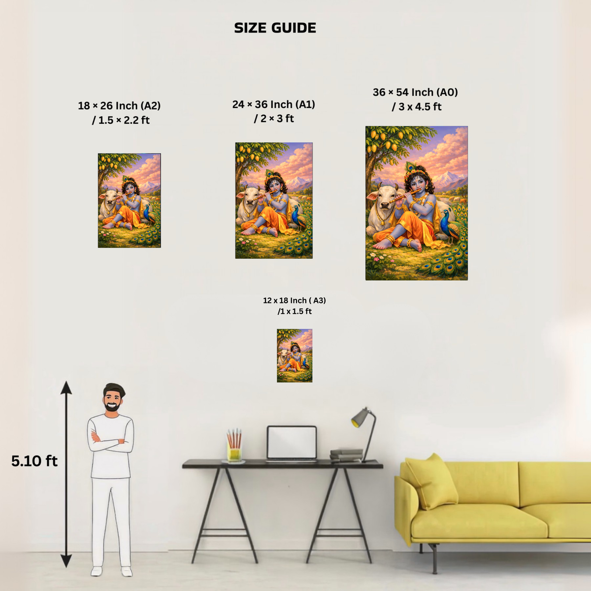 Lord Krishna Wall Poster – Bal Classic, view 10 | Bharatvarsh Arts