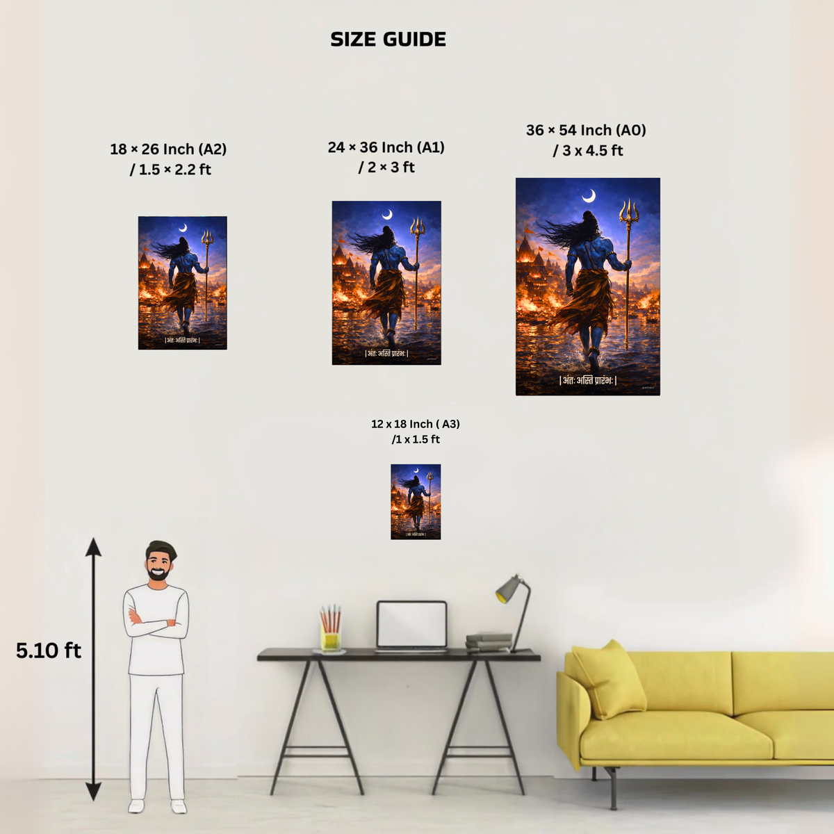 Lord Shiva Wall Poster – ‘अंतः अस्ति प्रारंभः’, Kashi, view 10 | Bharatvarsh Arts