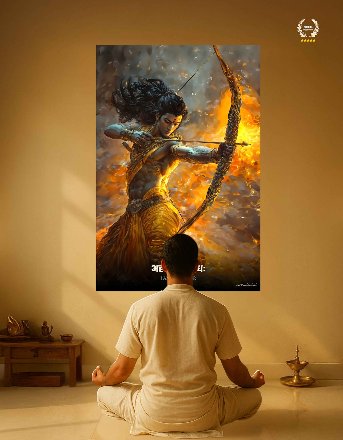 Prabhu Shree Ram Large Wall Poster – ‘अहमस्मि योधः’, Warrior | Bharatvarsh Arts
