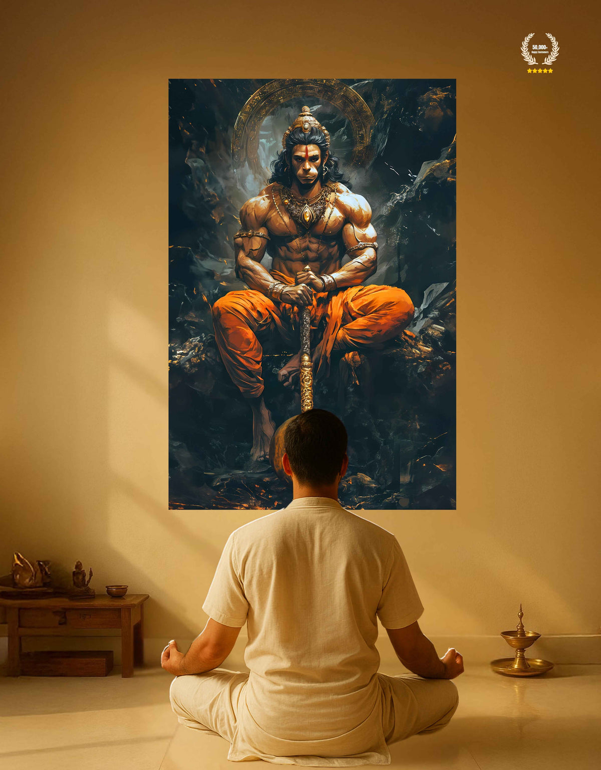 Lord Hanuman Large Wall Poster – Bajrang Bali | Bharatvarsh Arts