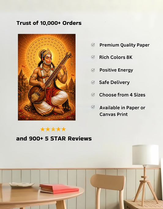 The Hanuman Ji Bhajan Peaceful Premium Large Poster | 8K | Premium Glossy