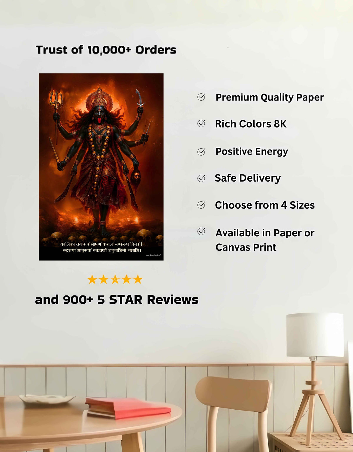 Kali Mata Large Wall Poster – ‘रुद्ररूपां मातृरूपां’, view 2 | Bharatvarsh Arts