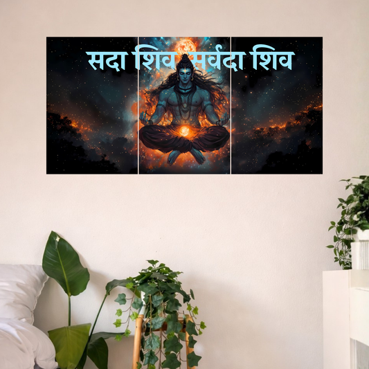 The 'सदा शिव सर्वदा शिव' ShivJi 3 Panel SPLIT Poster | 8K | Premium Glossy