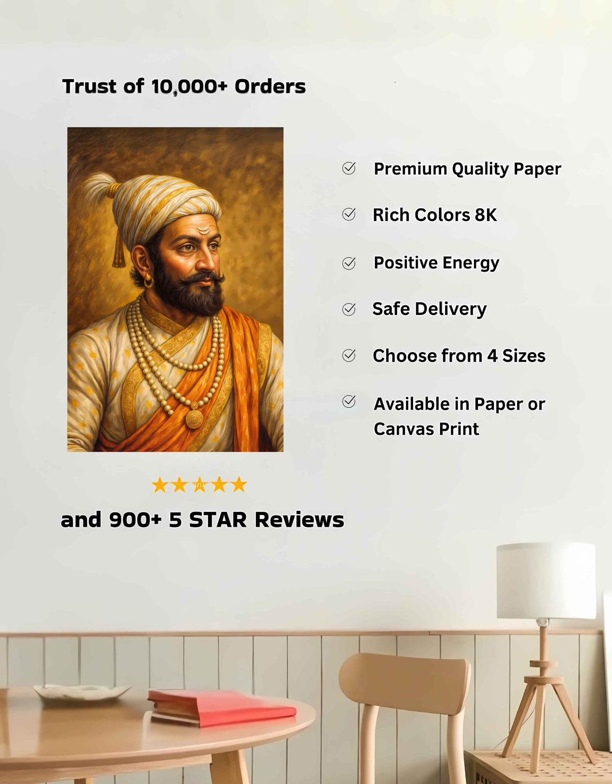 Chhatrapati Shivaji Maharaj Large Wall Poster – view 2 | Bharatvarsh Arts