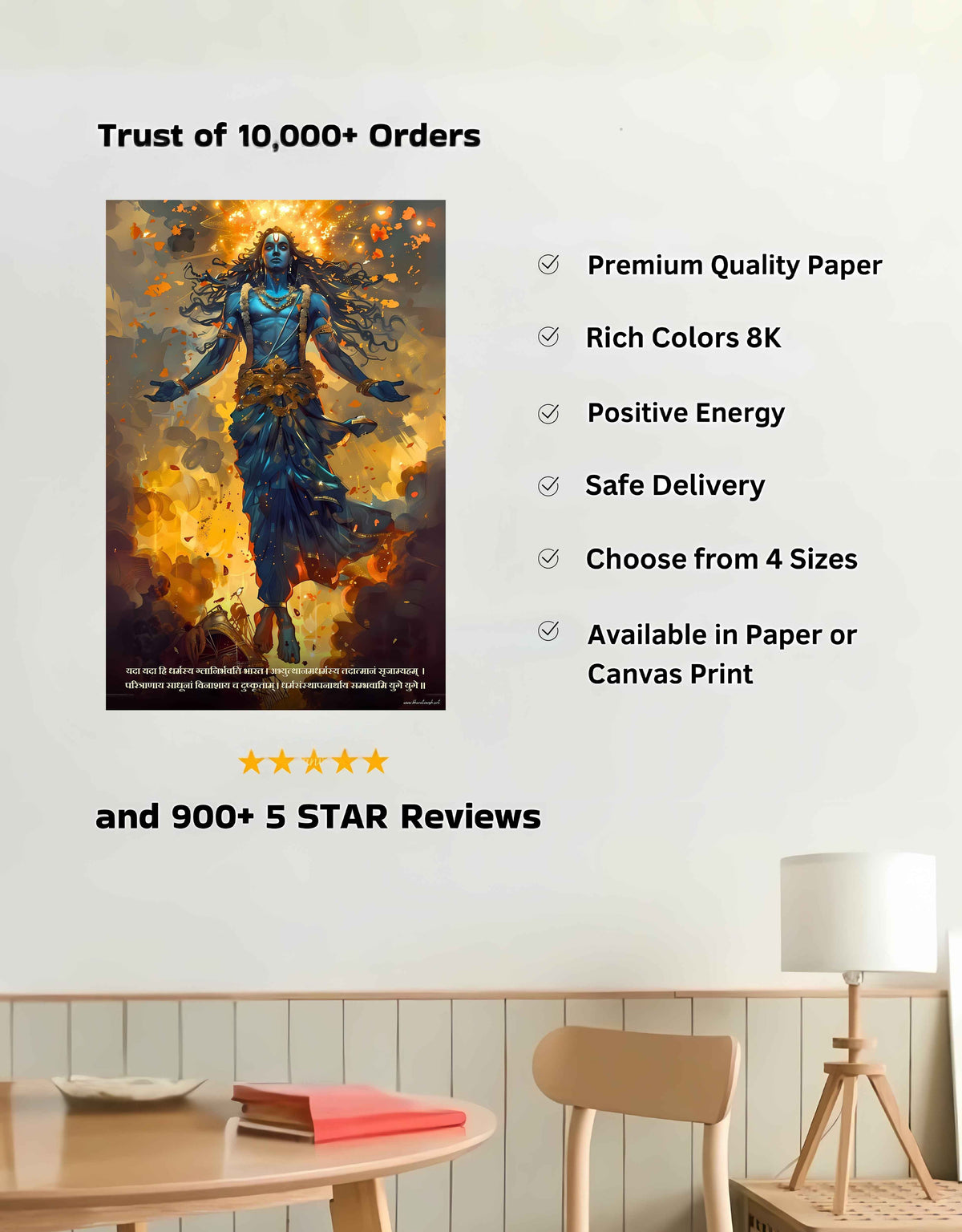 The "यदा यदा हि धर्मस्य" Krishna Bhagwan Large Poster | 8K | Premium Glossy