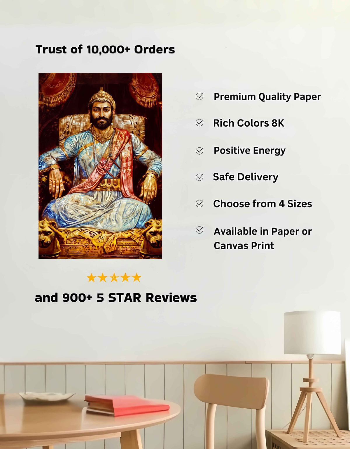Chhatrapati Shivaji Maharaj Large Wall Poster – King, view 2 | Bharatvarsh Arts