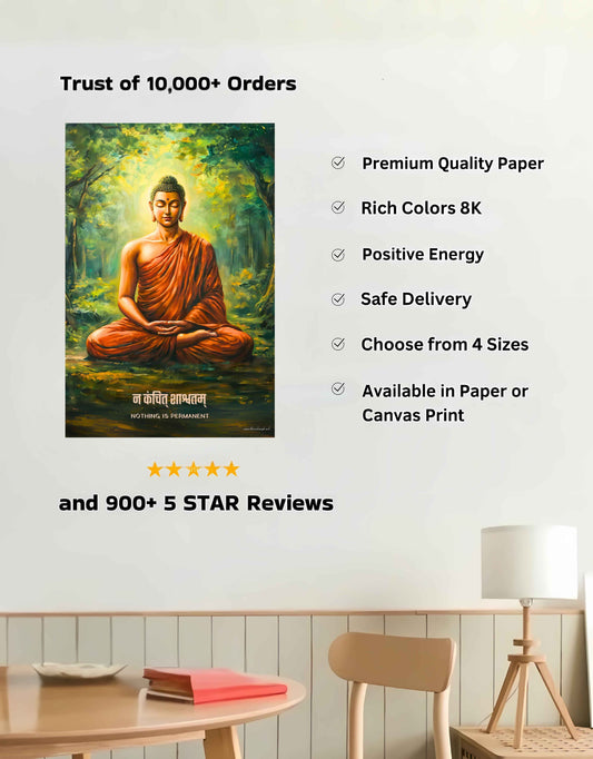 The "न कंचित् शाश्वतम्" Gautam Buddha Large Poster | 8K | Premium Glossy