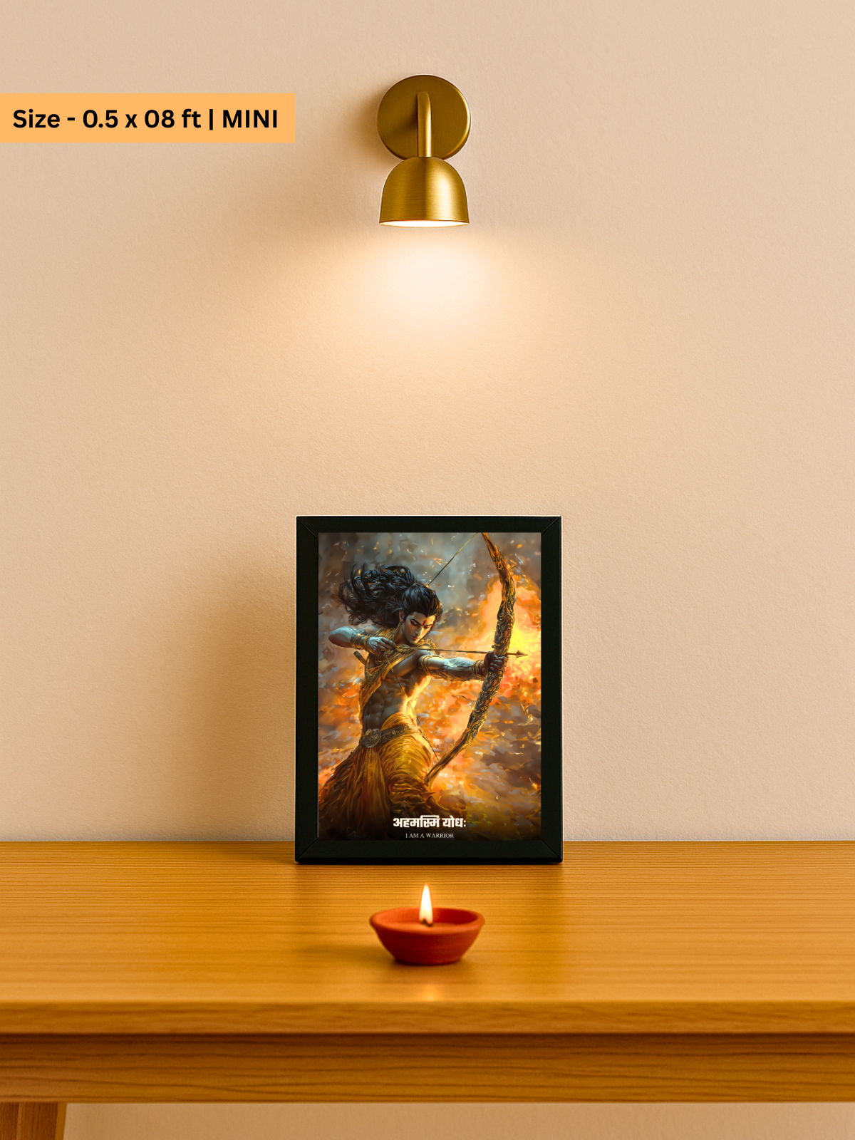 The "अहमस्मि योधः" Prabhu Shreeram Warrior Wall Frame | Premium Quality - Bharatvarsh Arts--Wall Poster Sets - Buy Indian Spiritual, Mythology, Gods, Warrior Wall Art - For Living Room, Decor