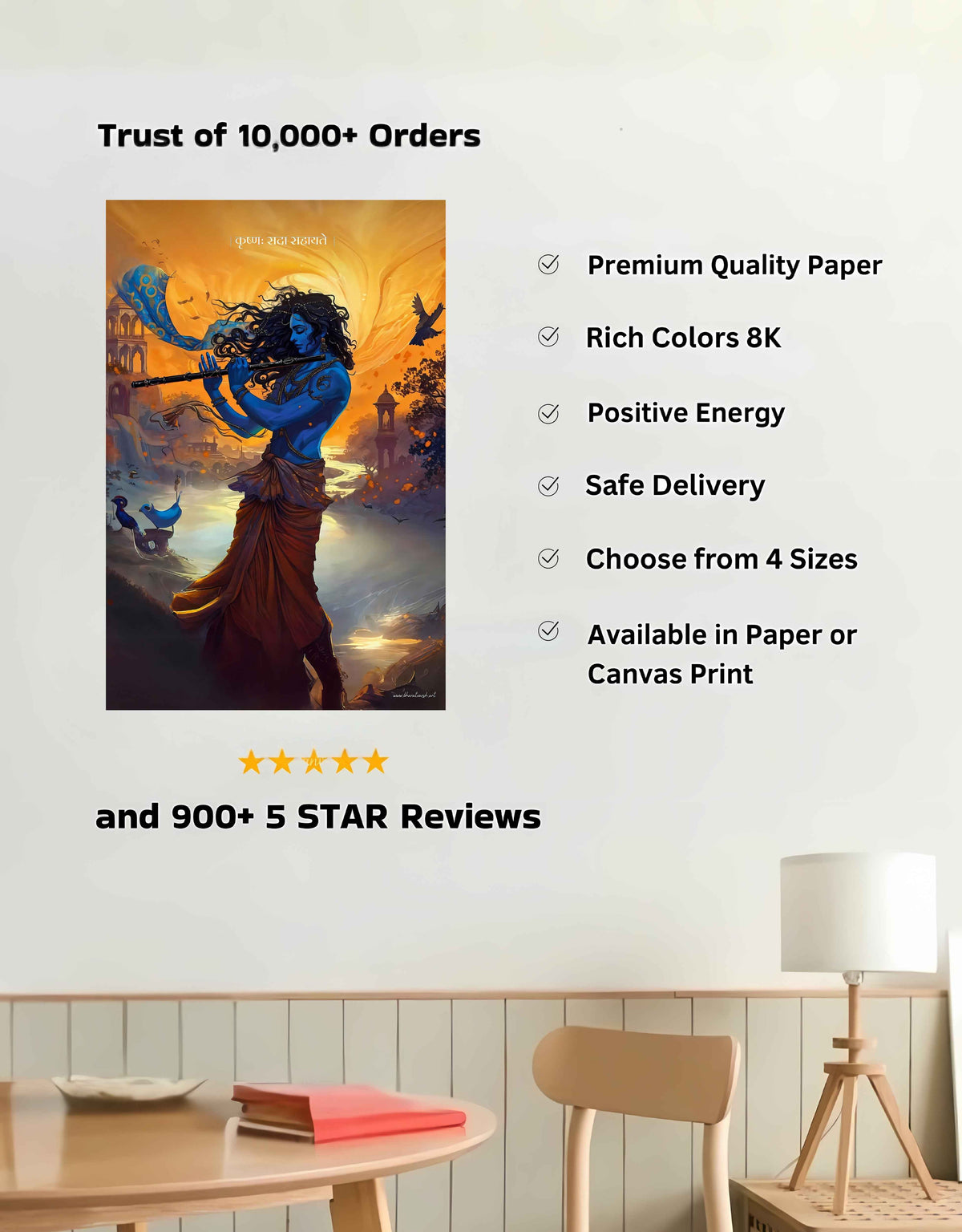 The 'कृष्णः सदा सहायते' Krishna Poster | 8K | Premium Glossy
