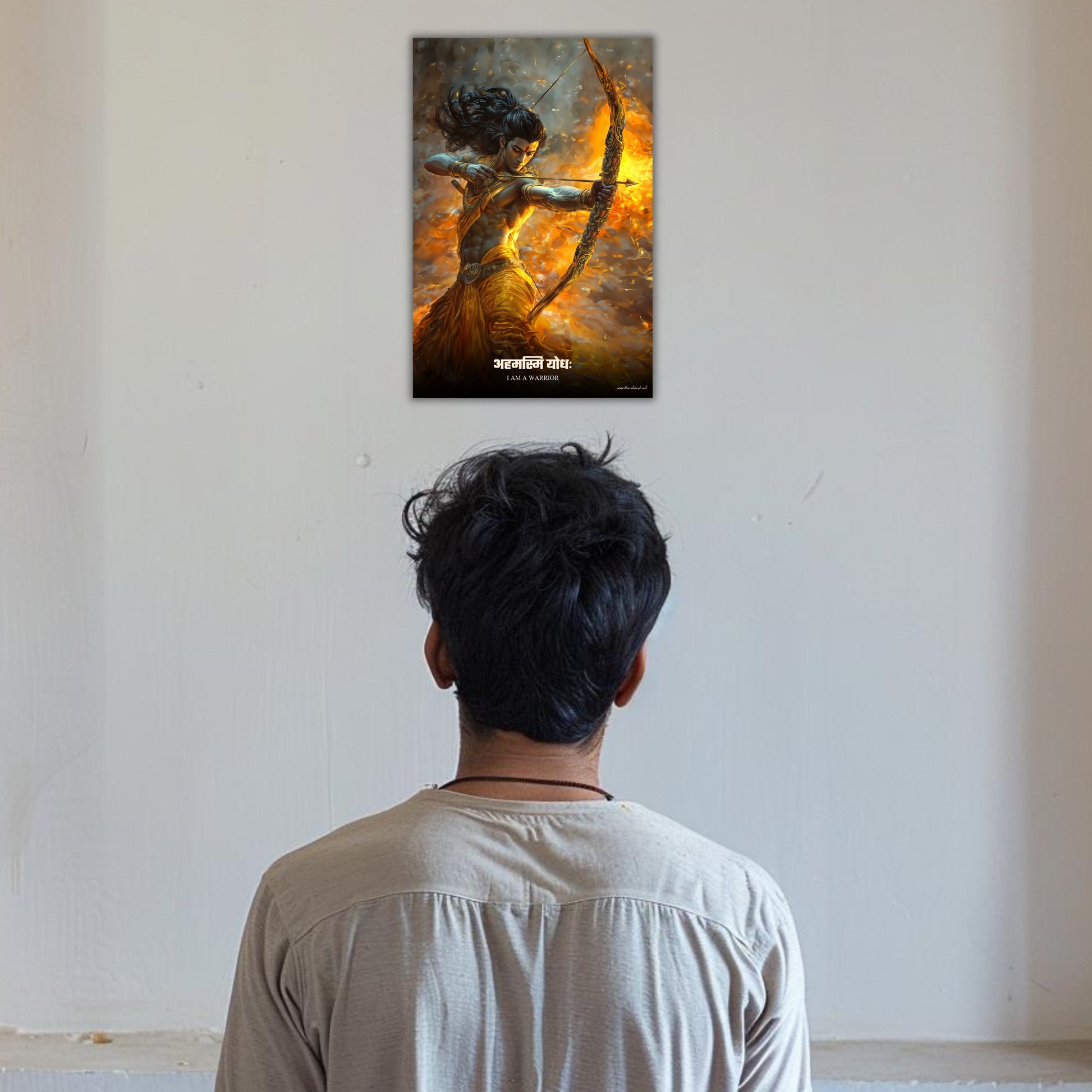 The "अहमस्मि योधः" Prabhu Shreeram Warrior Poster | 8K | Premium Glossy - Bharatvarsh Arts--Wall Poster Sets - Buy Indian Spiritual, Mythology, Gods, Warrior Wall Art - For Living Room, Decor