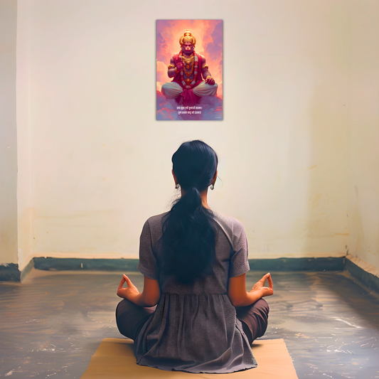 The 'सब सुख लहै तुम्हारी सरना' Peaceful Hanuman Wall Poster | 8K | Premium Glossy