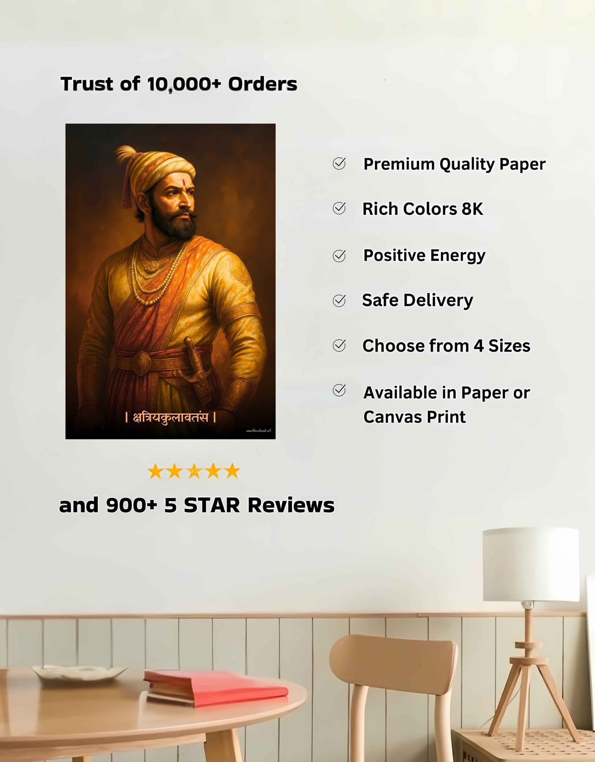 Chhatrapati Shivaji Maharaj Large Wall Poster – ‘क्षत्रियकुलावतंस’, view 3 | Bharatvarsh Arts