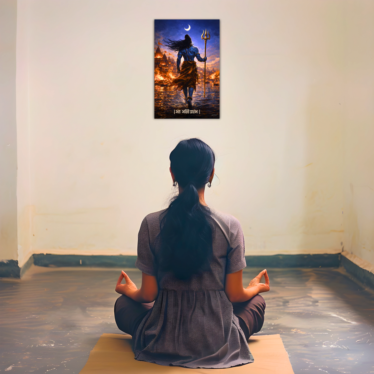 Lord Shiva Wall Poster – ‘अंतः अस्ति प्रारंभः’, Kashi, view 3 | Bharatvarsh Arts
