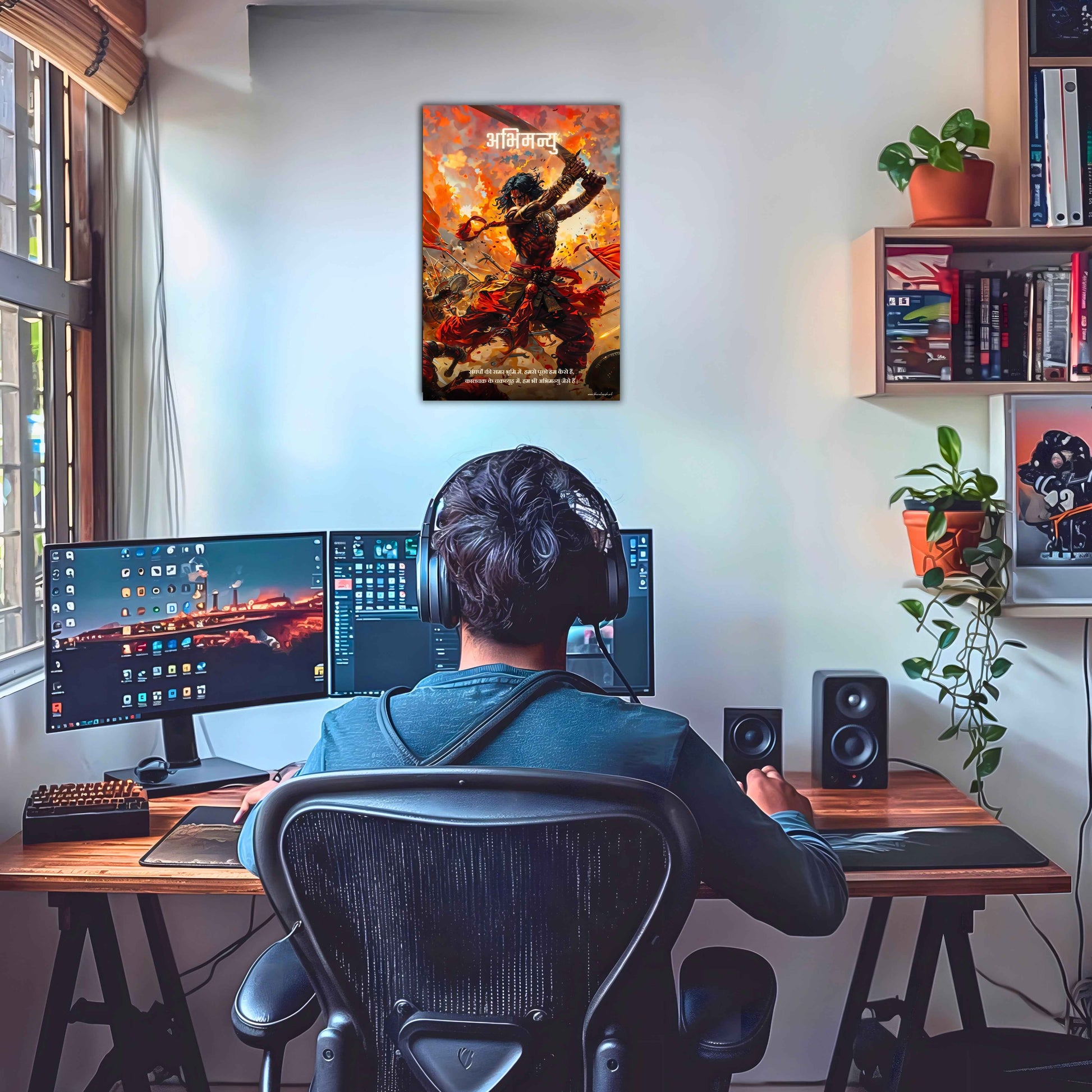 The Abhimanyu Poster | 8K | Premium Glossy - Bharatvarsh Arts--Wall Poster Sets - Buy Indian Spiritual, Mythology, Gods, Warrior Wall Art - For Living Room, Decor
