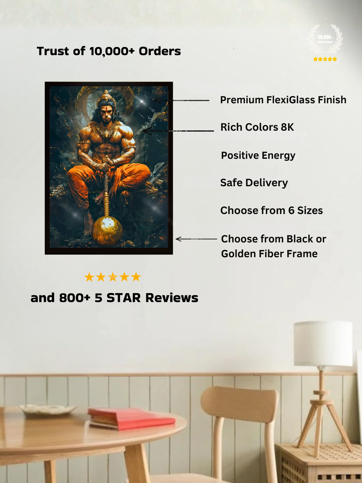 Lord Hanuman Wall Frame – Bajrang Bali, view 3 | Bharatvarsh Arts