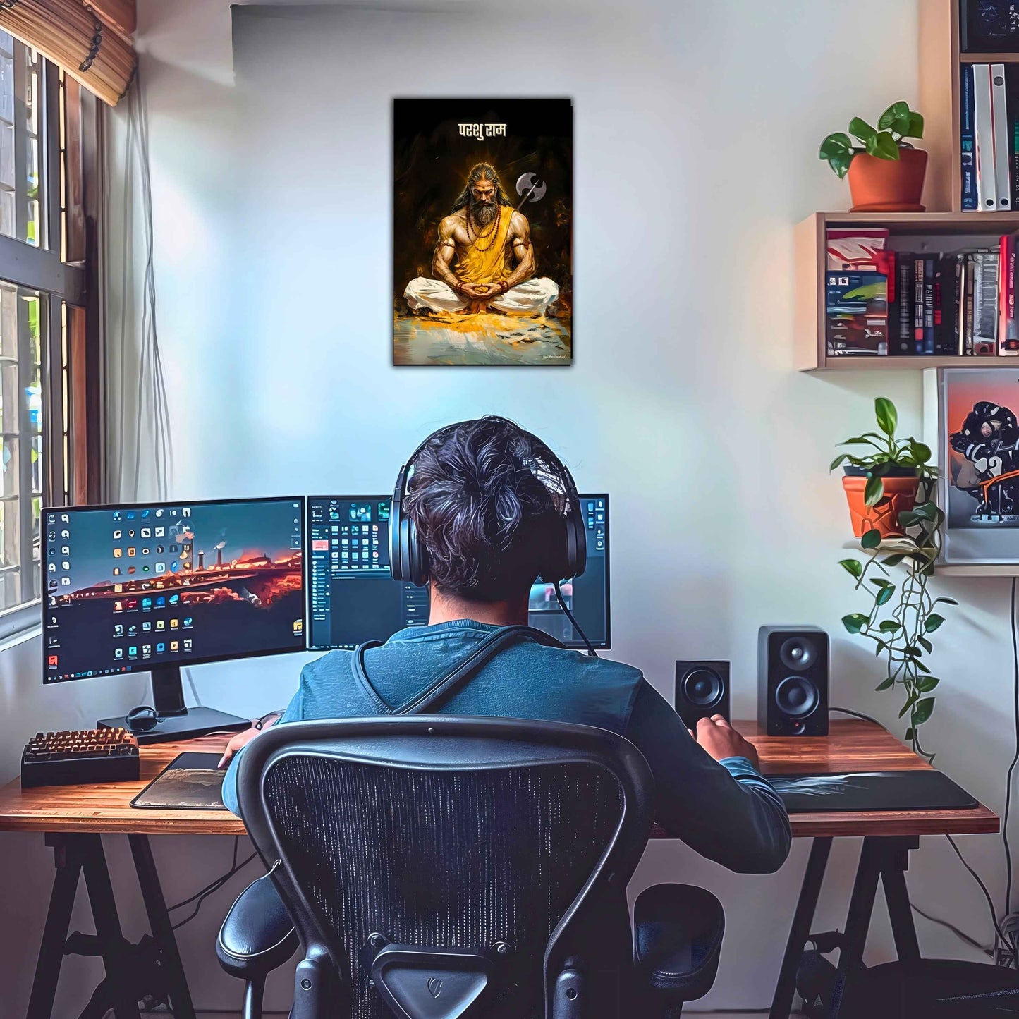 The Parshuram Meditation Poster | 8K | Premium Glossy - Bharatvarsh Arts--Wall Poster Sets - Buy Indian Spiritual, Mythology, Gods, Warrior Wall Art - For Living Room, Decor