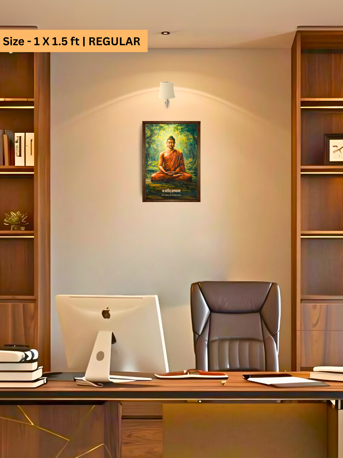 The "न कंचित् शाश्वतम्" Gautam Buddha Wall Frame | Premium Quality - Bharatvarsh Arts--Wall Poster Sets - Buy Indian Spiritual, Mythology, Gods, Warrior Wall Art - For Living Room, Decor