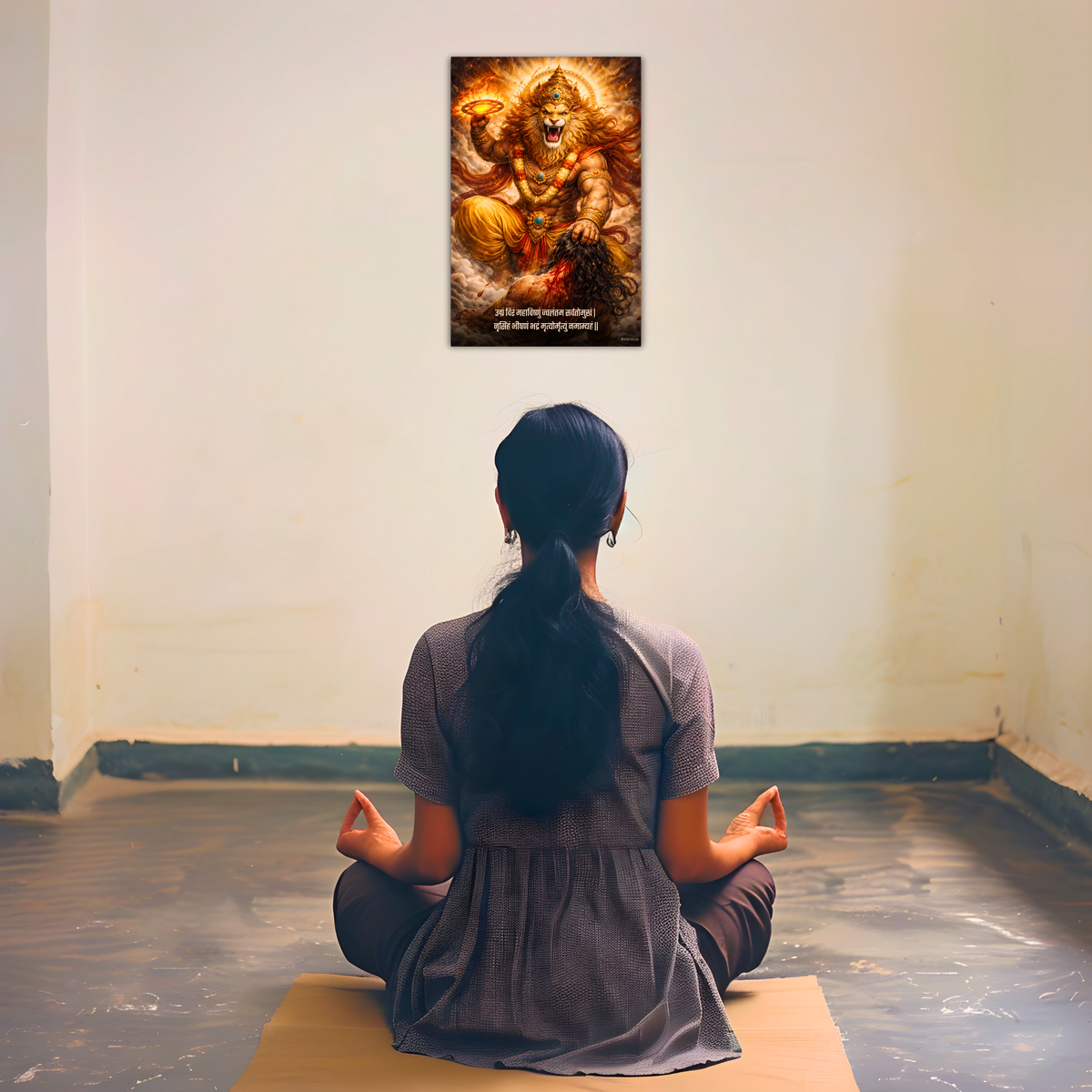 Lord Narsimha Wall Poster – ‘उग्रं विरं महाविष्णुं’, view 2 | Bharatvarsh Arts