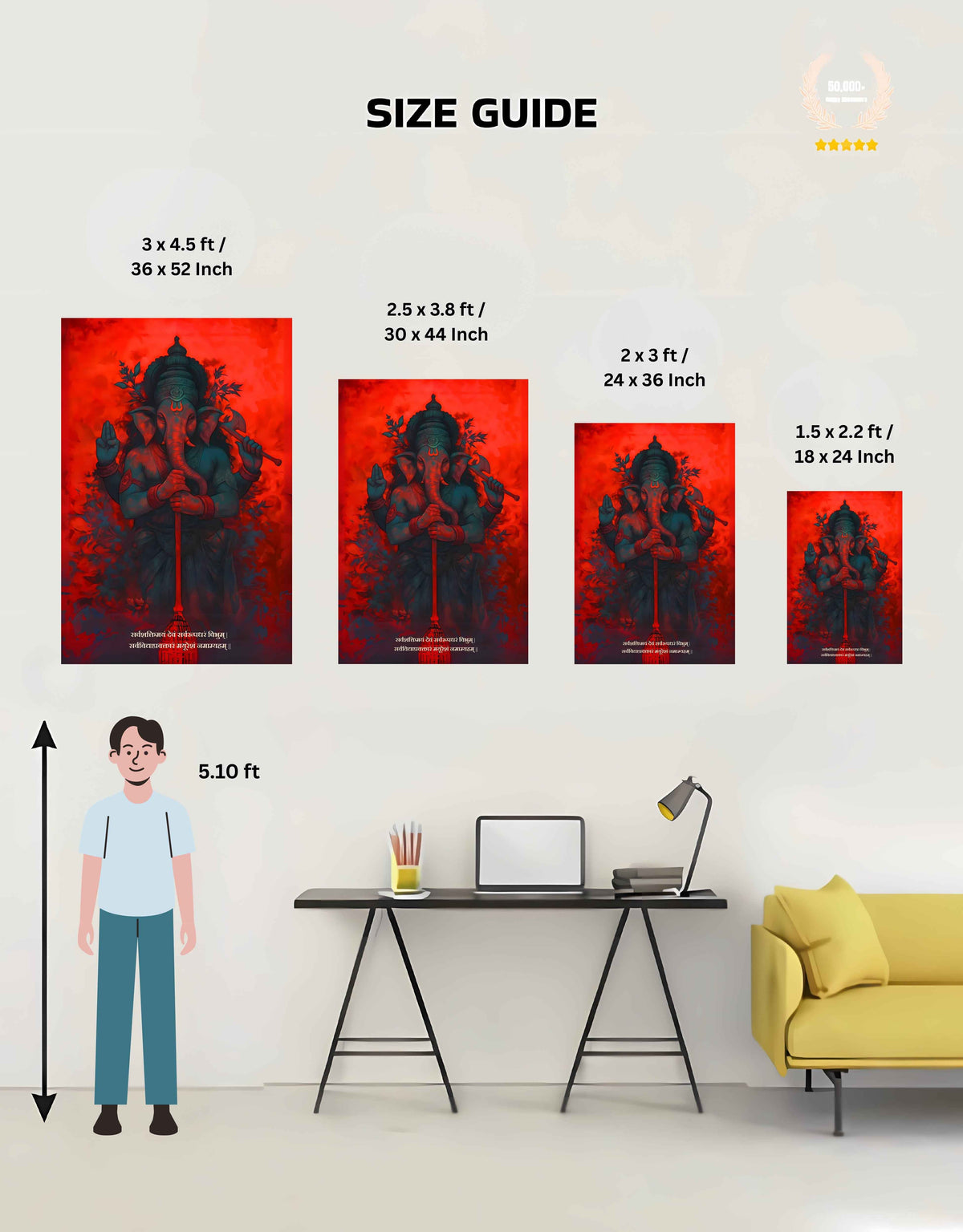 The 'सर्वशक्तिमयं सर्वरूपधरं' Ganesha Wall Poster | Premium Quality