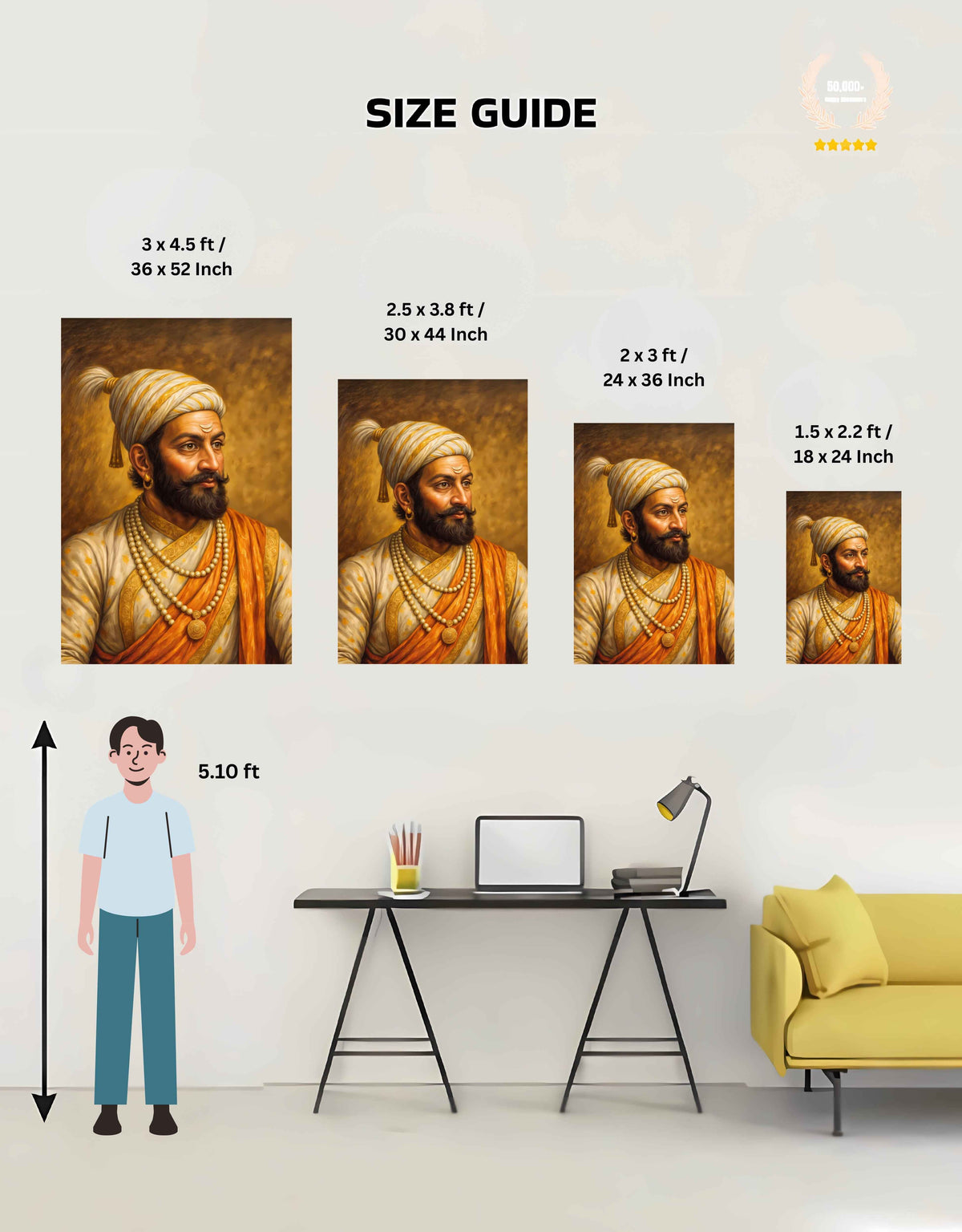 Chhatrapati Shivaji Maharaj Large Wall Poster – view 4 | Bharatvarsh Arts