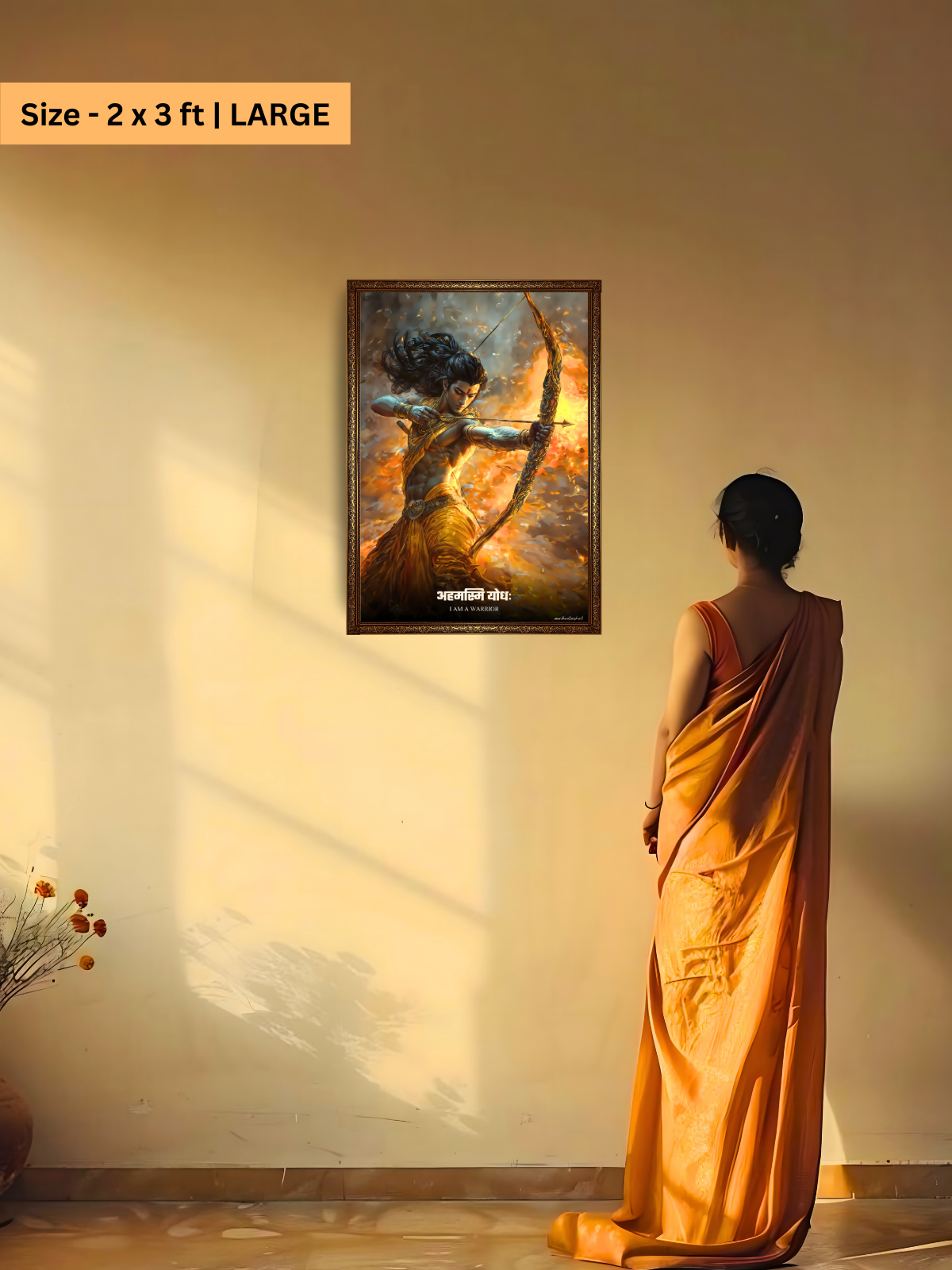 The "अहमस्मि योधः" Prabhu Shreeram Warrior Wall Frame | Premium Quality - Bharatvarsh Arts--Wall Poster Sets - Buy Indian Spiritual, Mythology, Gods, Warrior Wall Art - For Living Room, Decor