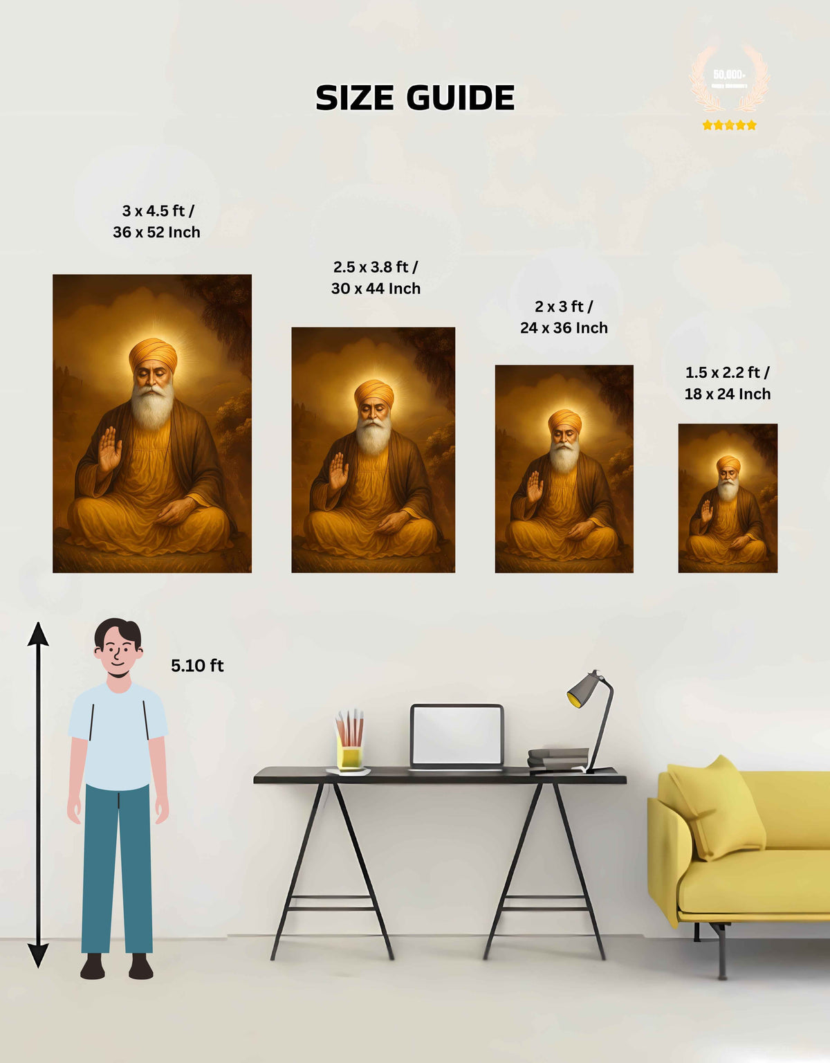 The Guru Nanak Ji Large Wall Poster | 8K | Premium Glossy