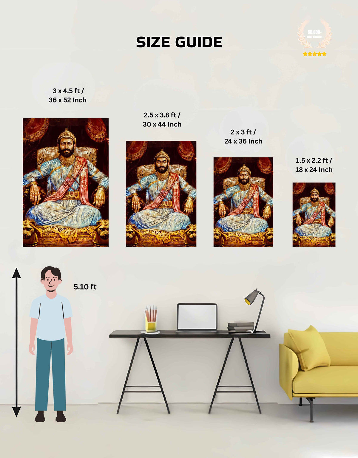 Chhatrapati Shivaji Maharaj Large Wall Poster – King, view 4 | Bharatvarsh Arts