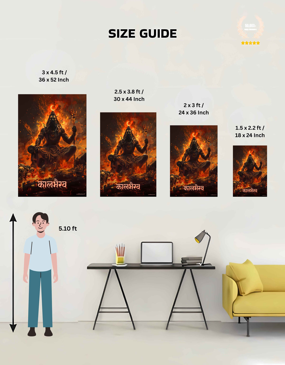 Kaal Bhairav Large Wall Poster – ‘कालभैरव’, Kaalbhairava, view 5 | Bharatvarsh Arts