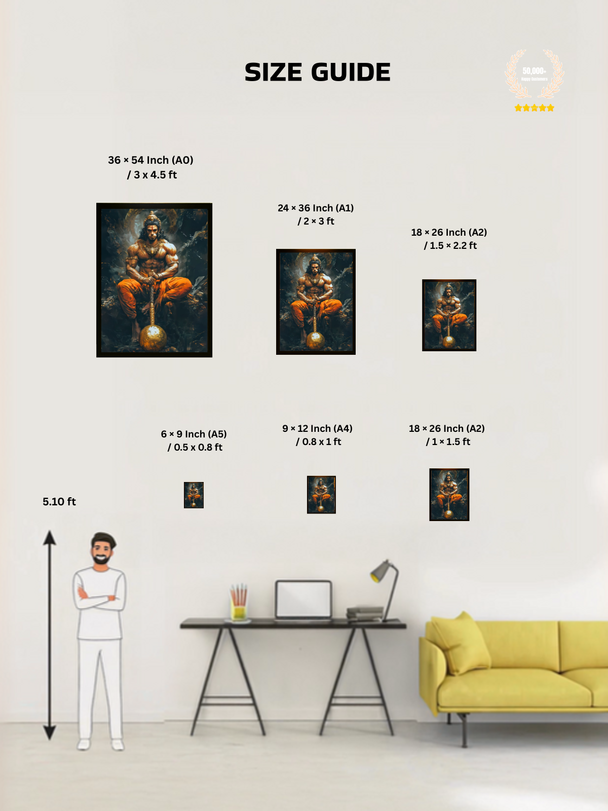Lord Hanuman Wall Frame – Bajrang Bali, view 5 | Bharatvarsh Arts