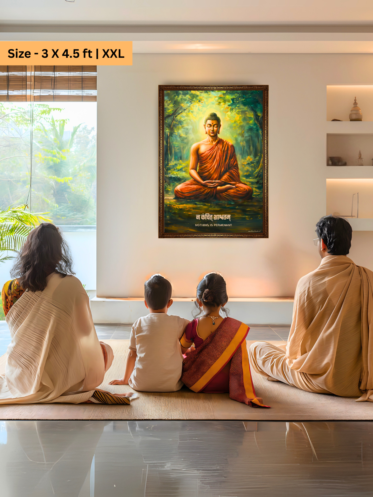 The "न कंचित् शाश्वतम्" Gautam Buddha Wall Frame | Premium Quality - Bharatvarsh Arts--Wall Poster Sets - Buy Indian Spiritual, Mythology, Gods, Warrior Wall Art - For Living Room, Decor