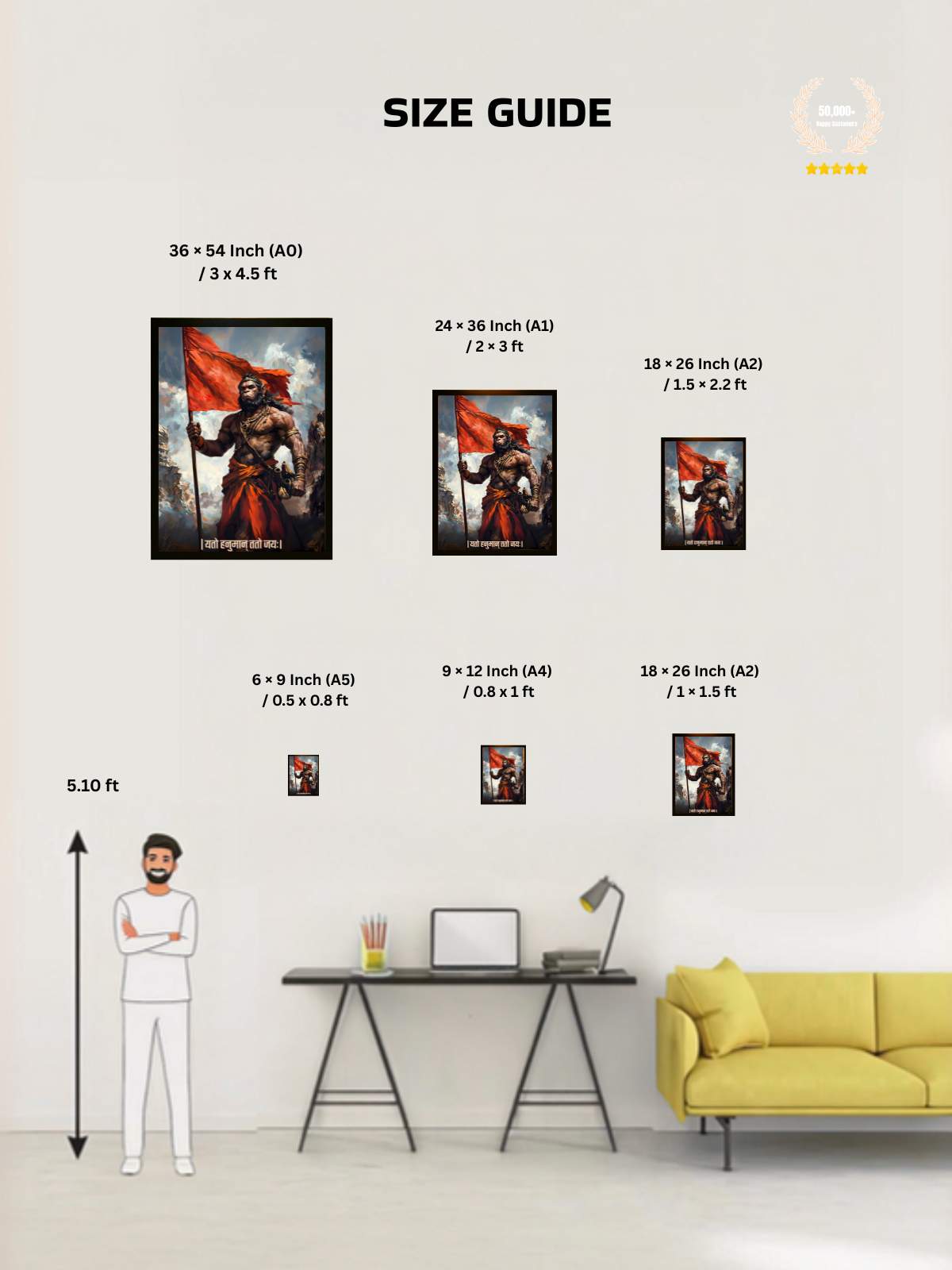 Lord Hanuman Wall Frame – ‘यतो हनुमान् ततो जयः’, view 5 | Bharatvarsh Arts