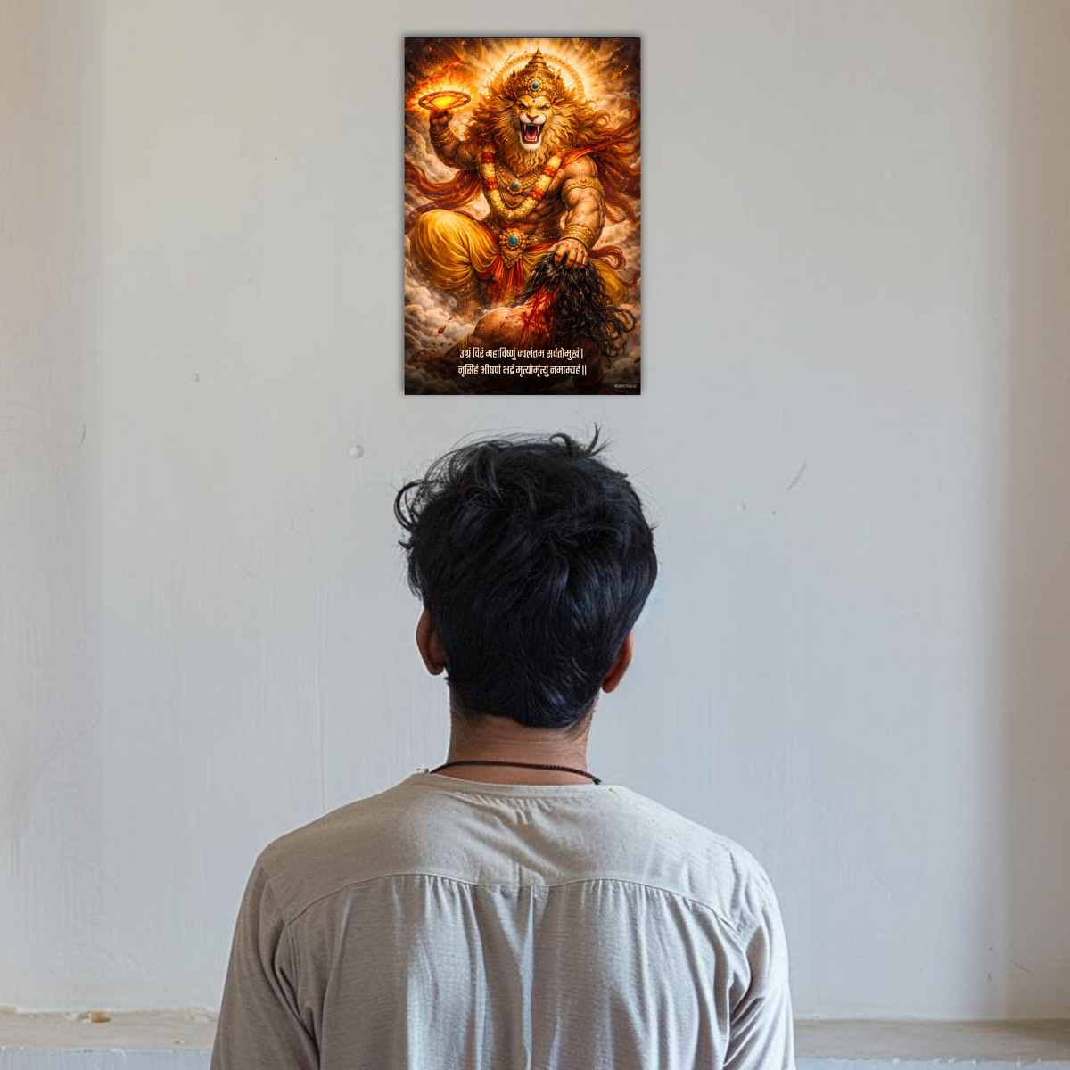 Lord Narsimha Wall Poster – ‘उग्रं विरं महाविष्णुं’, view 4 | Bharatvarsh Arts