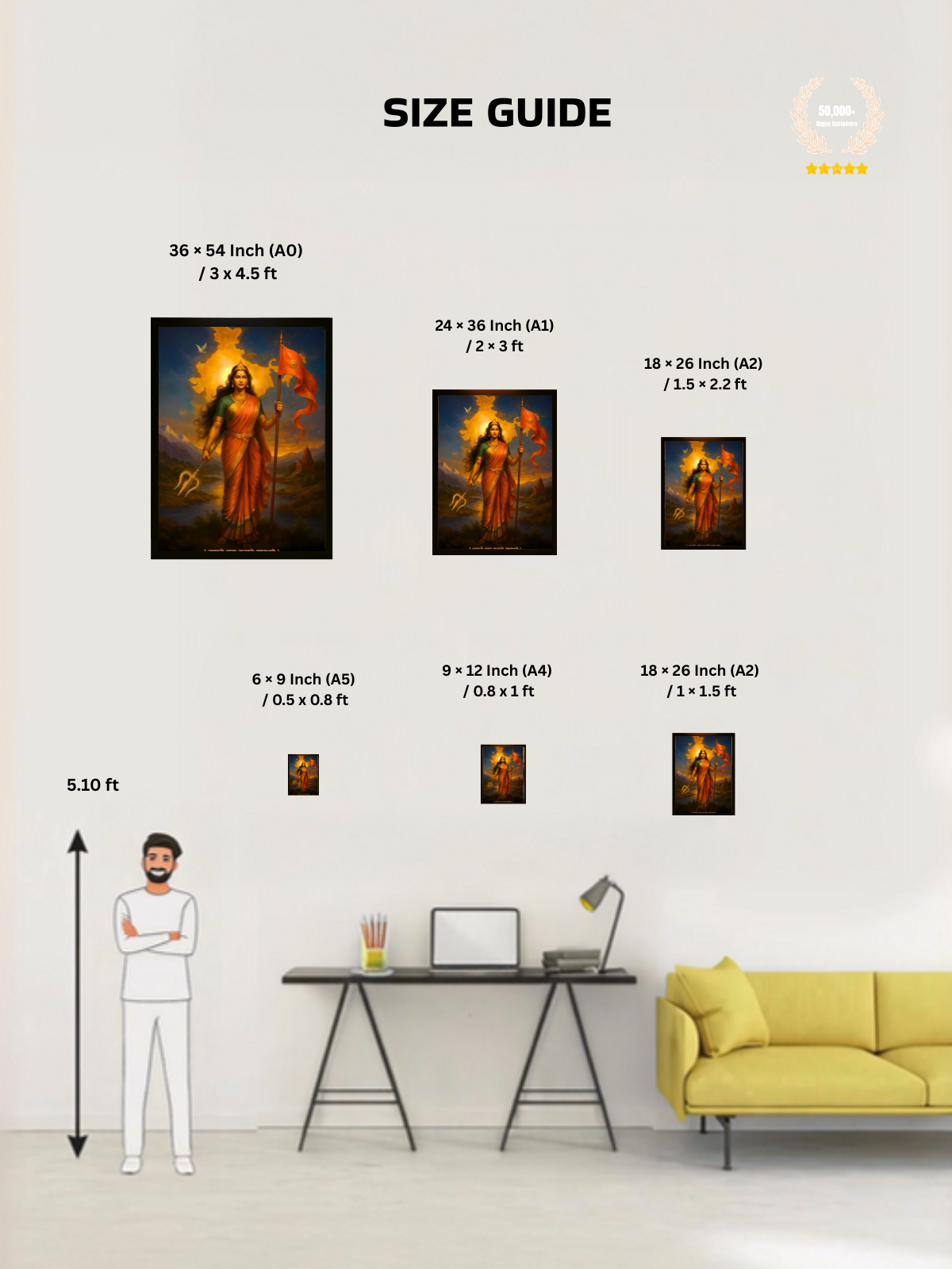 Bharat Mata Wall Frame – ‘नमस्ते सदा वत्सले मातृभूमे’, view 5 | Bharatvarsh Arts