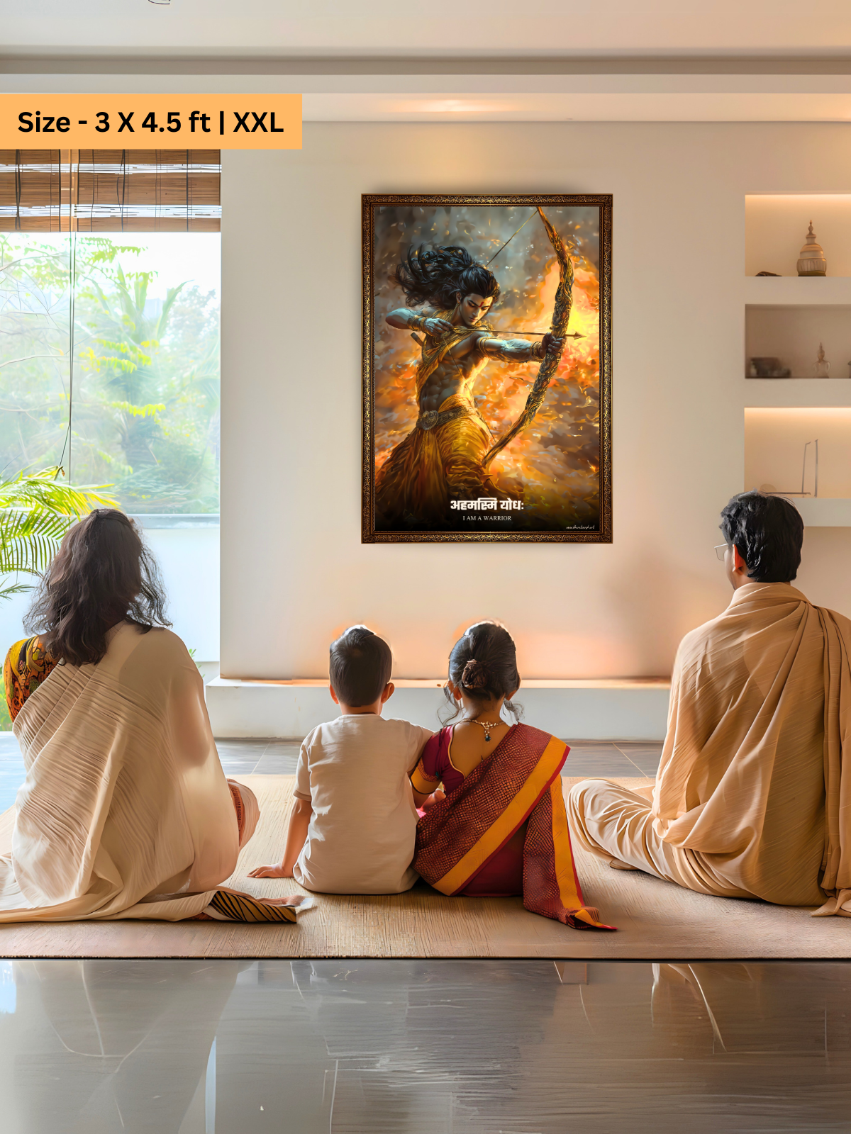 The "अहमस्मि योधः" Prabhu Shreeram Warrior Wall Frame | Premium Quality - Bharatvarsh Arts--Wall Poster Sets - Buy Indian Spiritual, Mythology, Gods, Warrior Wall Art - For Living Room, Decor
