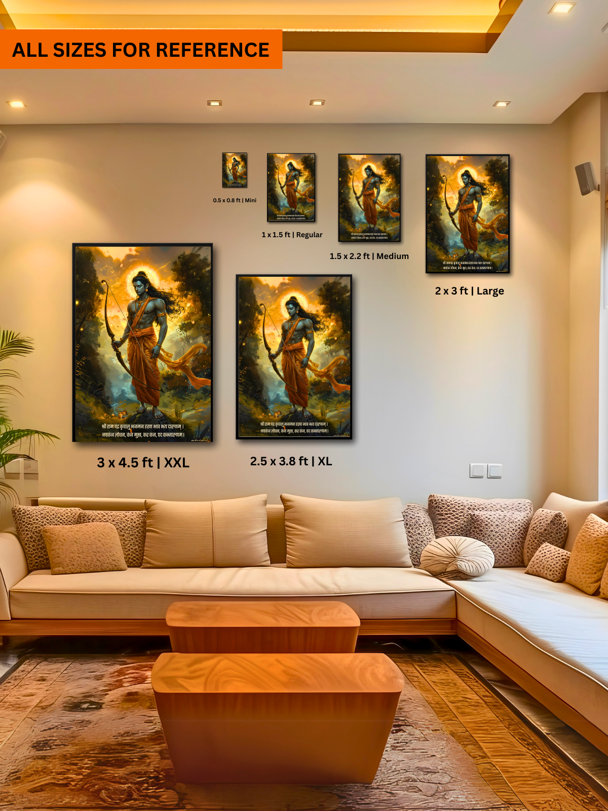 The "श्रीरामचंद्र" Prabhu Ram Wall Frame | Premium Quality - Bharatvarsh Arts--Wall Poster Sets - Buy Indian Spiritual, Mythology, Gods, Warrior Wall Art - For Living Room, Decor