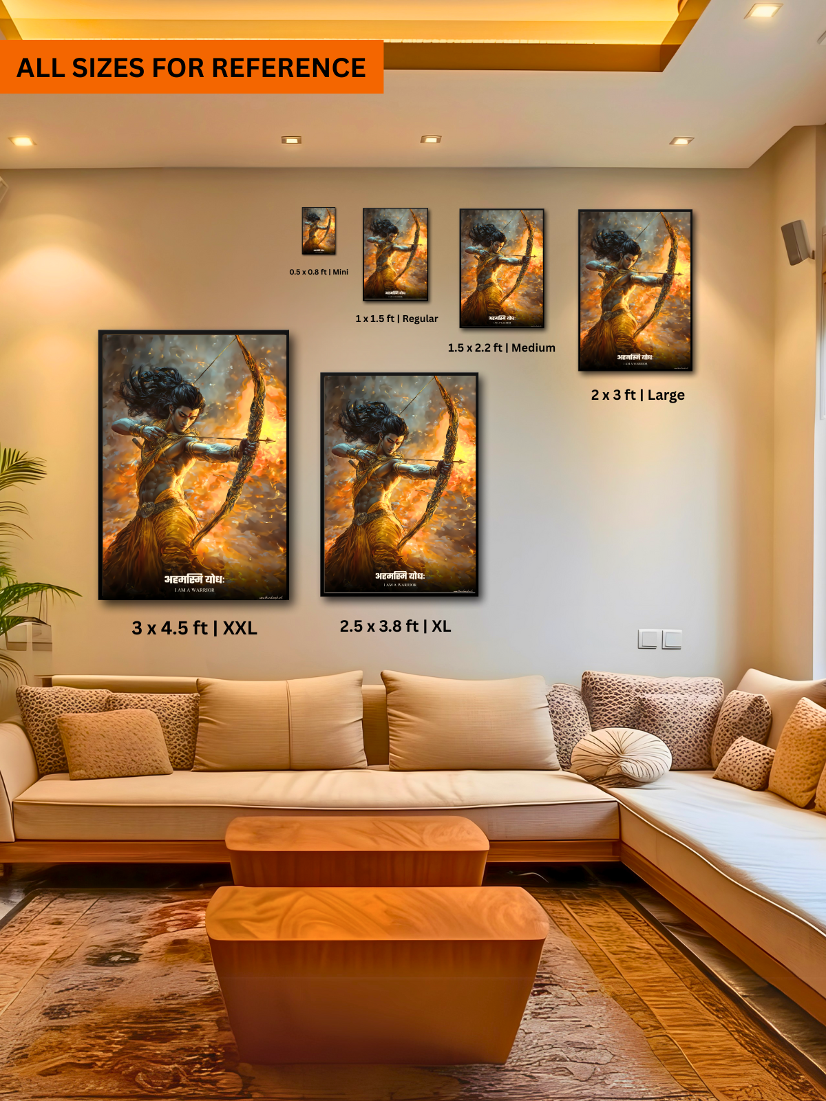 The "अहमस्मि योधः" Prabhu Shreeram Warrior Wall Frame | Premium Quality - Bharatvarsh Arts--Wall Poster Sets - Buy Indian Spiritual, Mythology, Gods, Warrior Wall Art - For Living Room, Decor