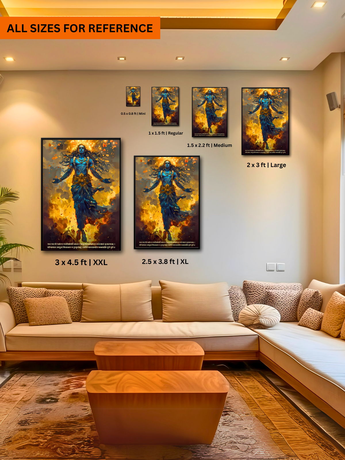 The "यदा यदा हि धर्मस्य" Krishna Bhagwan Wall Frame | Premium Quality - Bharatvarsh Arts--Wall Poster Sets - Buy Indian Spiritual, Mythology, Gods, Warrior Wall Art - For Living Room, Decor