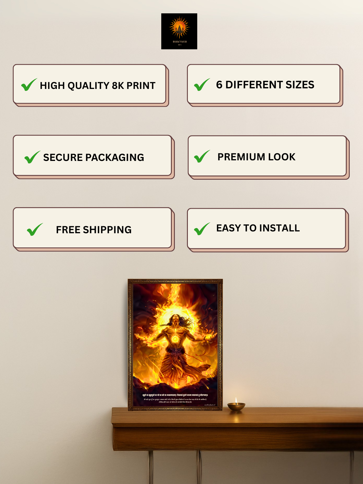 The "सूर्यपुत्र" Suryaputra Karna Wall Frame | Premium Quality - Bharatvarsh Arts--Wall Poster Sets - Buy Indian Spiritual, Mythology, Gods, Warrior Wall Art - For Living Room, Decor
