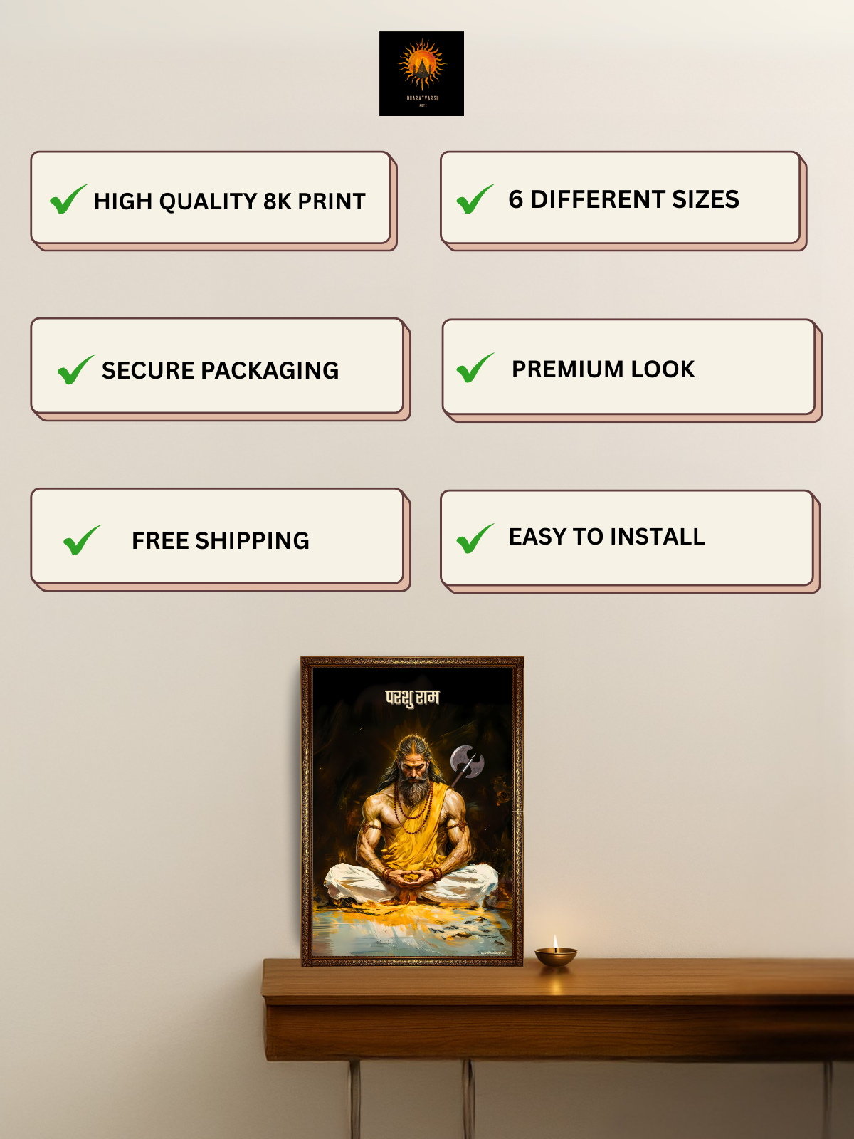 The Parshuram Meditation Wall Frame | Premium Quality - Bharatvarsh Arts--Wall Poster Sets - Buy Indian Spiritual, Mythology, Gods, Warrior Wall Art - For Living Room, Decor