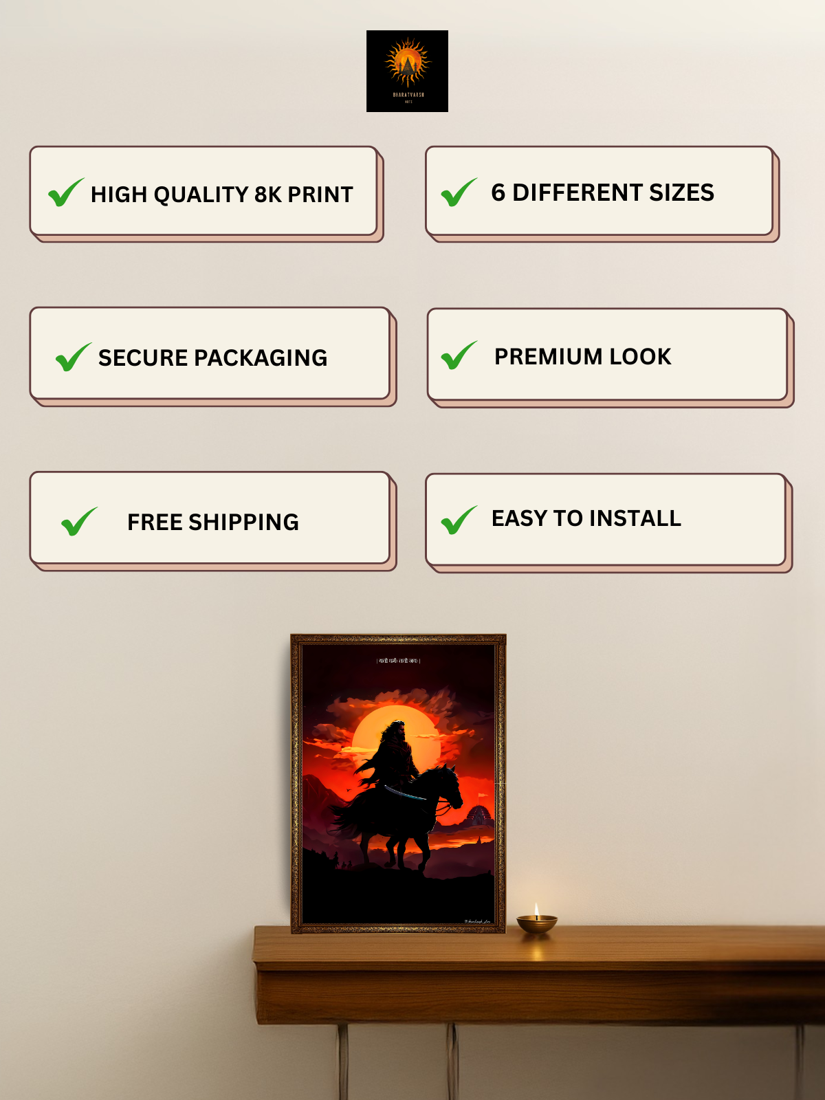 The 'स्वराज्यरक्षक' Chatrapati Sambhaji Maharaj Wall Frame | Premium Quality - Bharatvarsh Arts--Wall Poster Sets - Buy Indian Spiritual, Mythology, Gods, Warrior Wall Art - For Living Room, Decor