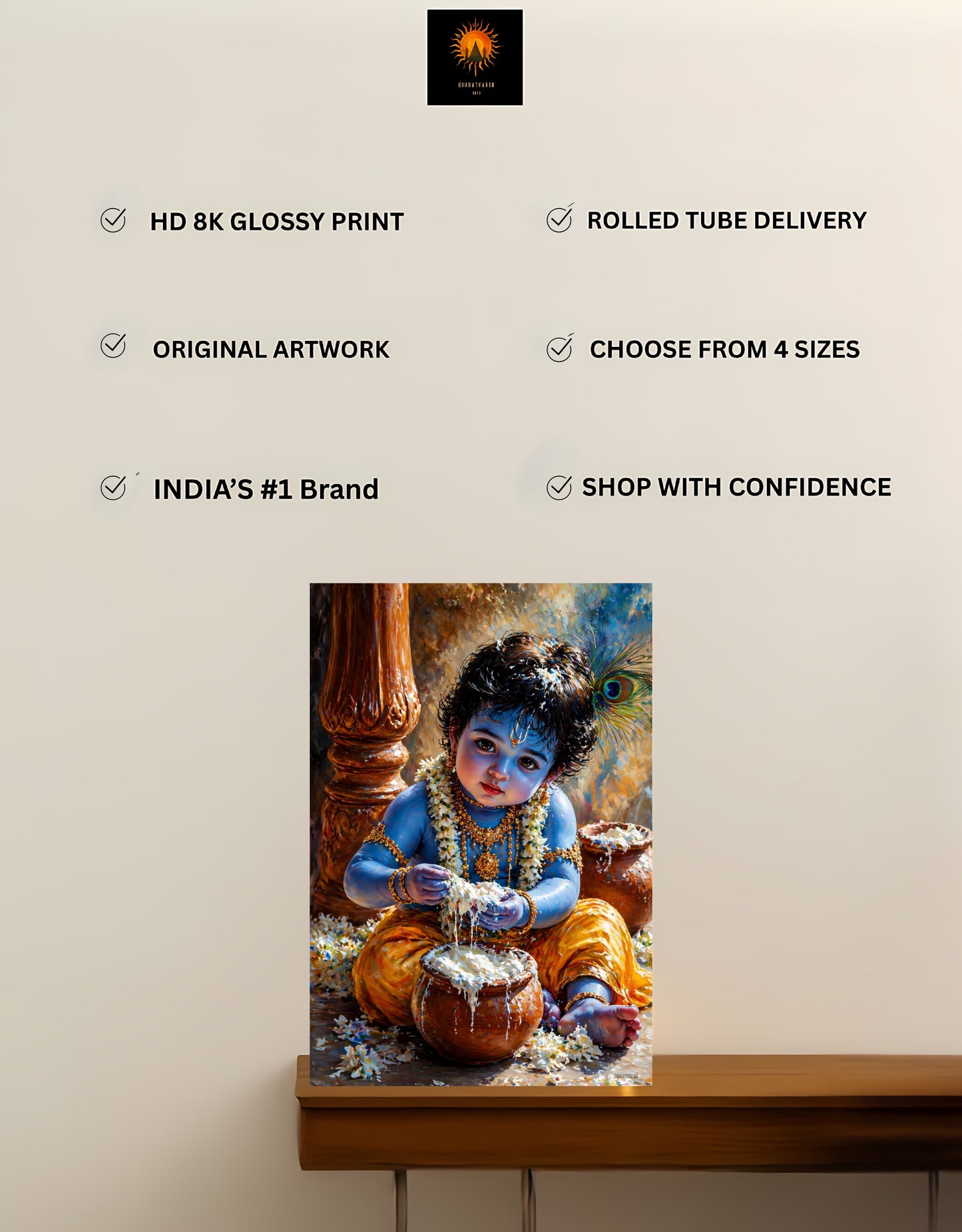 The Bal Krishna Makhanchor Premium Large Poster | 8K | Premium Glossy