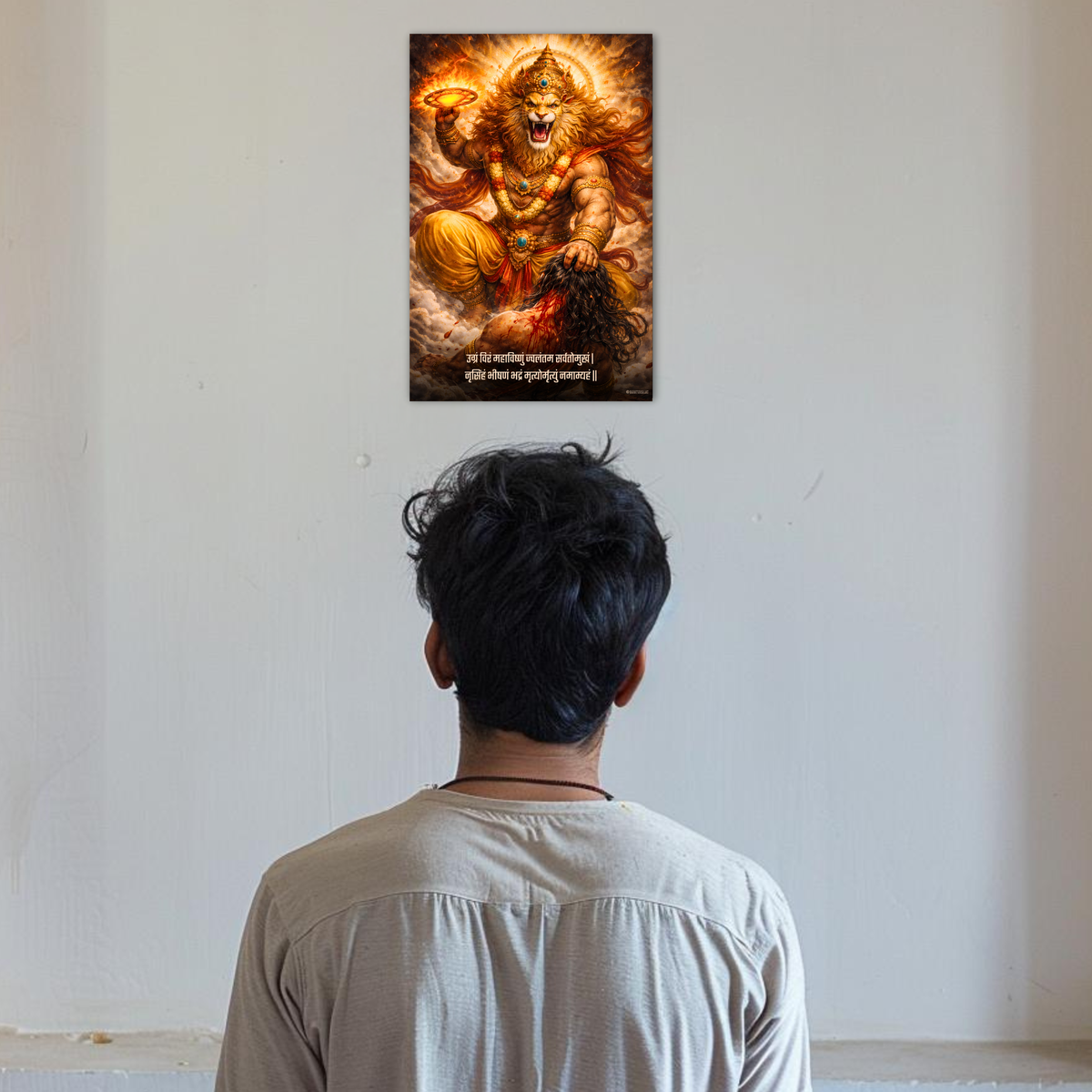 Lord Narsimha Wall Poster – ‘उग्रं विरं महाविष्णुं’, view 7 | Bharatvarsh Arts