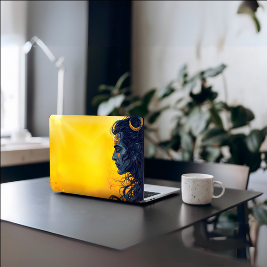 The Lord Shiva Yellow Laptop Skin | Premium Glossy - Bharatvarsh Arts--Wall Poster Sets - Buy Indian Spiritual, Mythology, Gods, Warrior Wall Art - For Living Room, Decor
