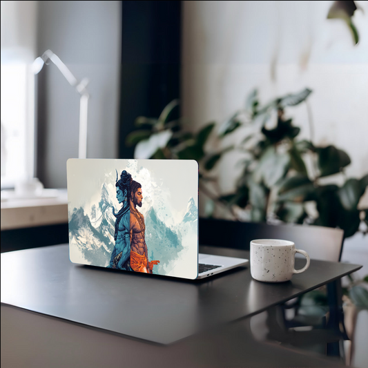 The Lord Hanuman and Shiva Laptop Skin | Premium Glossy - Bharatvarsh Arts--Wall Poster Sets - Buy Indian Spiritual, Mythology, Gods, Warrior Wall Art - For Living Room, Decor