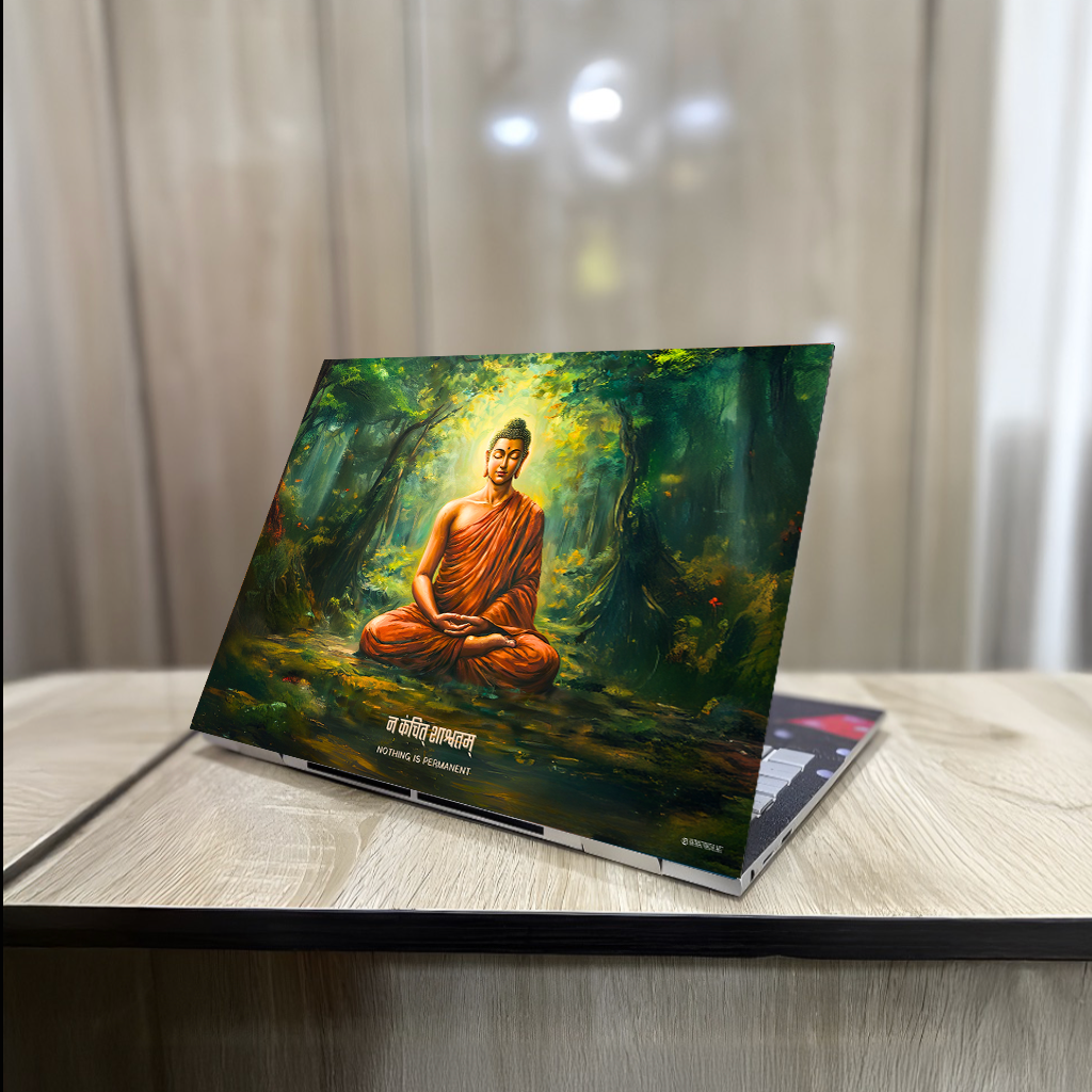 The "न कंचित् शाश्वतम्" Gautam Buddha Laptop Skin | Premium UV Print | Matte Finish