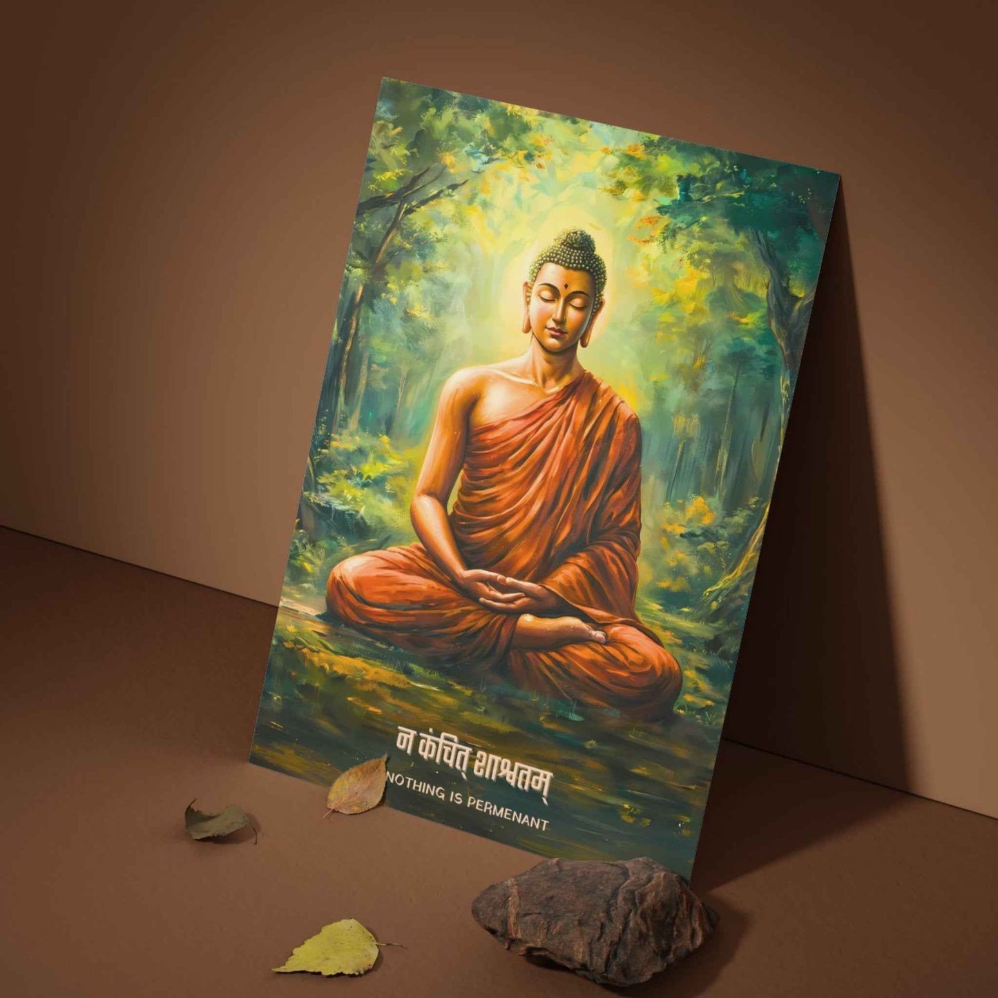 The "न कंचित् शाश्वतम्" Gautam Buddha Poster | 8K | Premium Glossy - Bharatvarsh Arts--Wall Poster Sets - Buy Indian Spiritual, Mythology, Gods, Warrior Wall Art - For Living Room, Decor