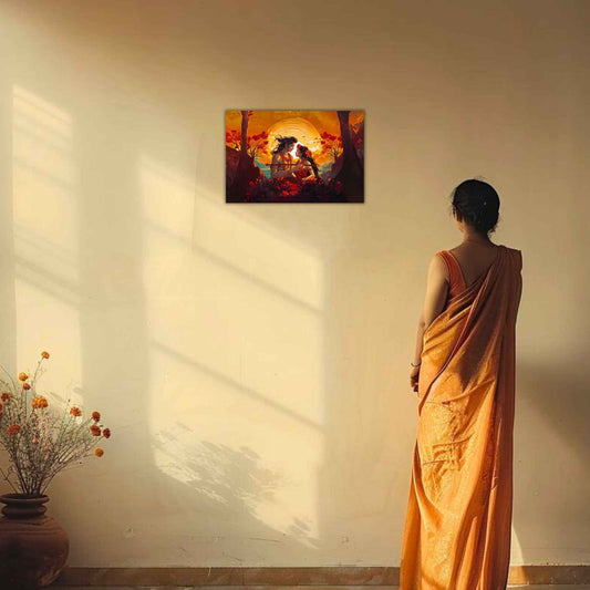 The Radha and Krishna in Vrindavan | 8K | Premium Glossy - Bharatvarsh Arts--Wall Poster Sets - Buy Indian Spiritual, Mythology, Gods, Warrior Wall Art - For Living Room, Decor