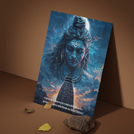 Lord Shiva Wall Poster – ‘न पुण्यं न पापं’ | Bharatvarsh Arts