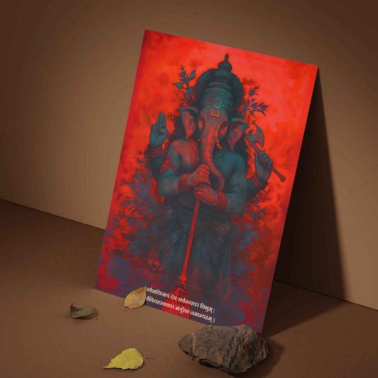 Lord Ganesha Wall Poster – ‘सर्वशक्तिमयं सर्वरूपधरं’ | Bharatvarsh Arts
