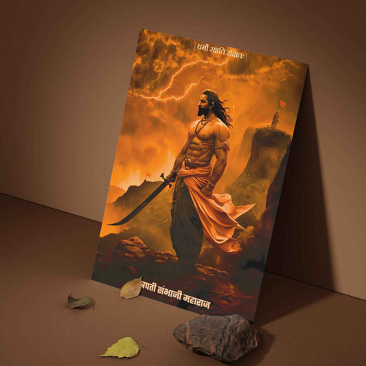 Chhatrapati Sambhaji Maharaj Wall Poster – ‘धर्मो रक्षति रक्षितः’ | Bharatvarsh Arts